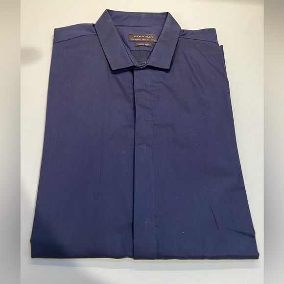 Zara Other - NWT Zara Dark Blue Dress Shirt slim fit size L